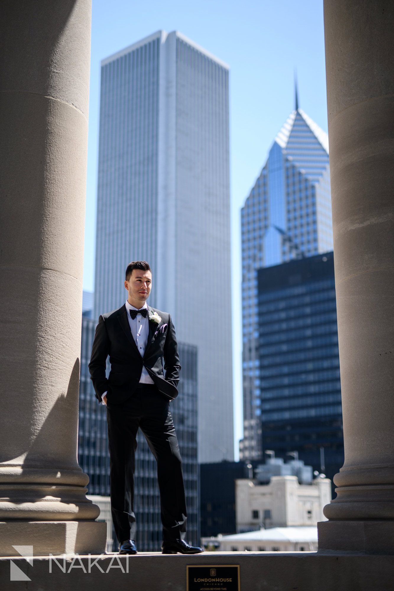 londonhouse Chicago wedding photographer groom cupola rooftop