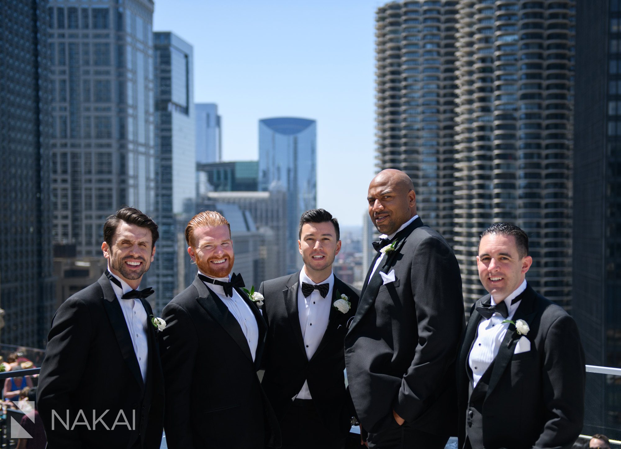 londonhouse Chicago wedding photo groomsmen cupola rooftop