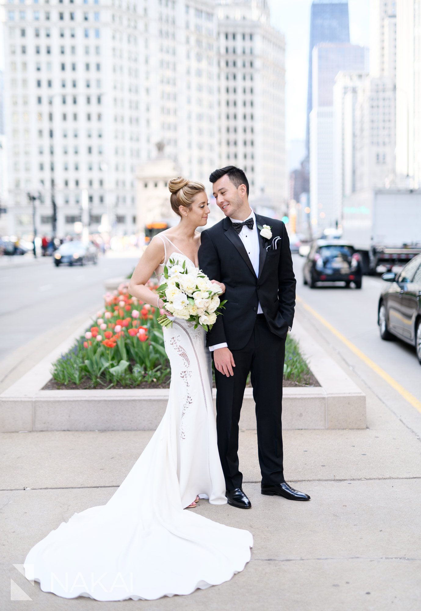 michigan avenue wedding photographer bride groom