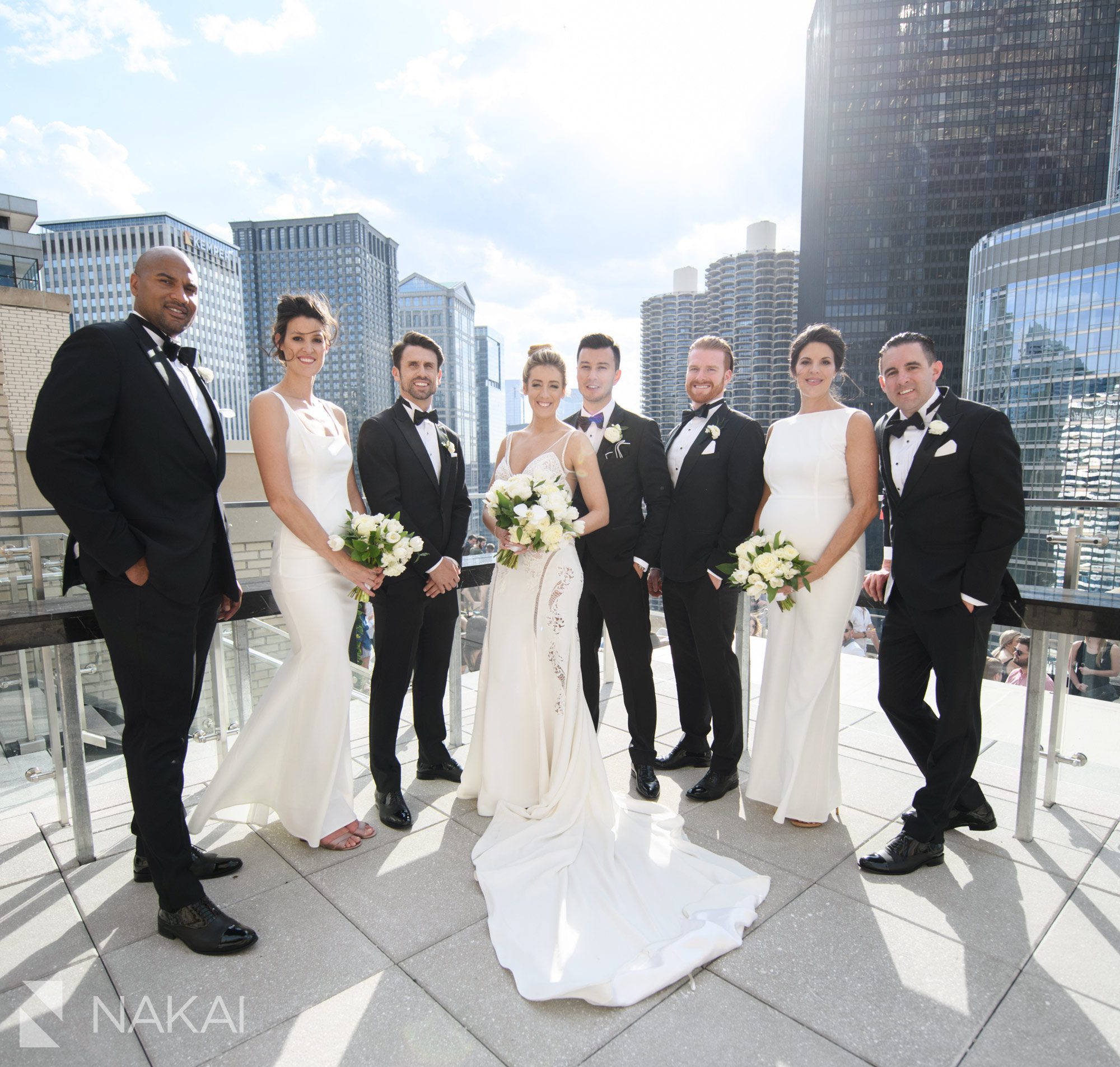rooftop londonhouse wedding photographer Chicago cupola bridal party