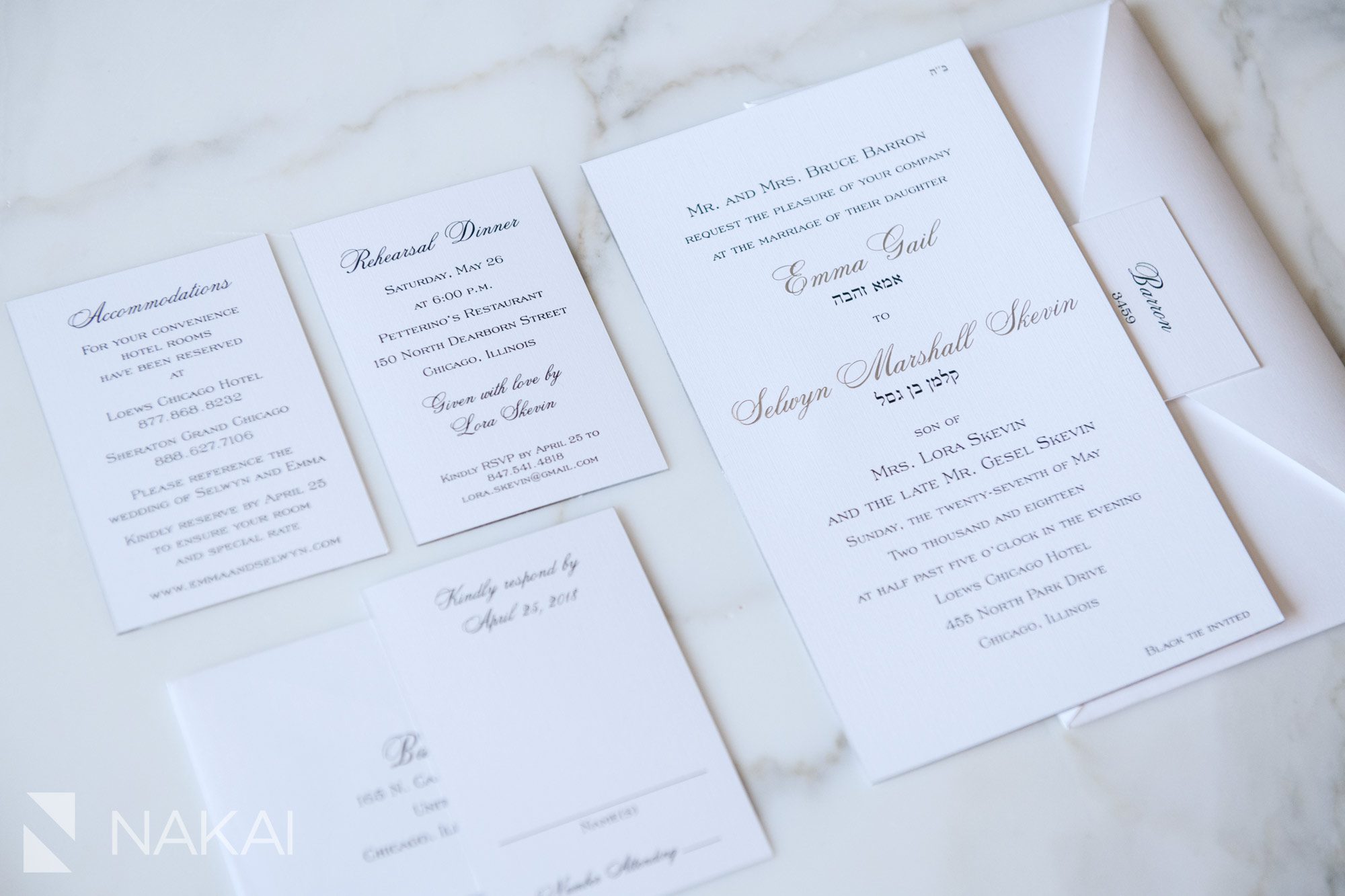 Loews Chicago wedding pictures downtown details invitations