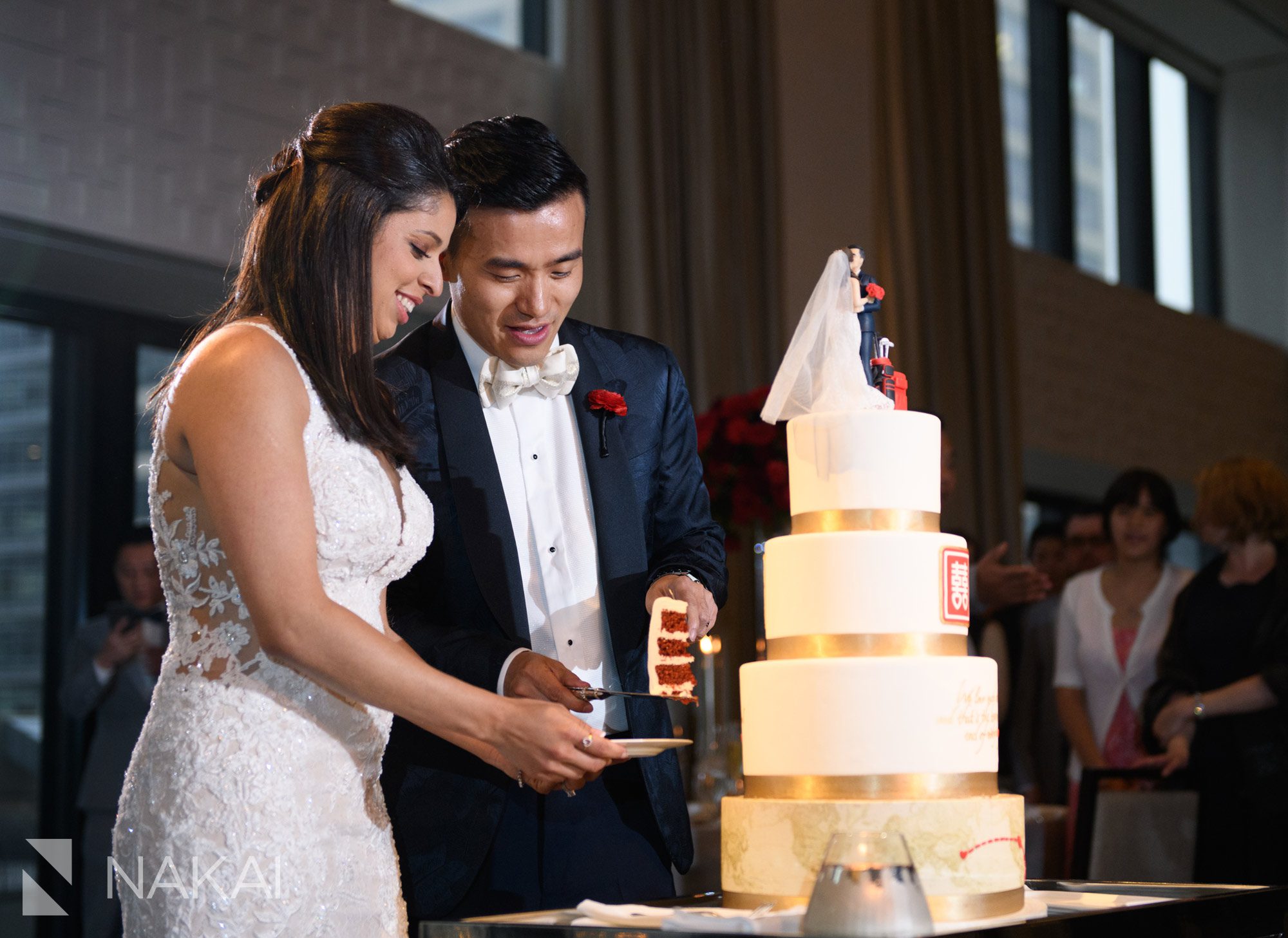 langham chicago wedding reception photos bride groom cake