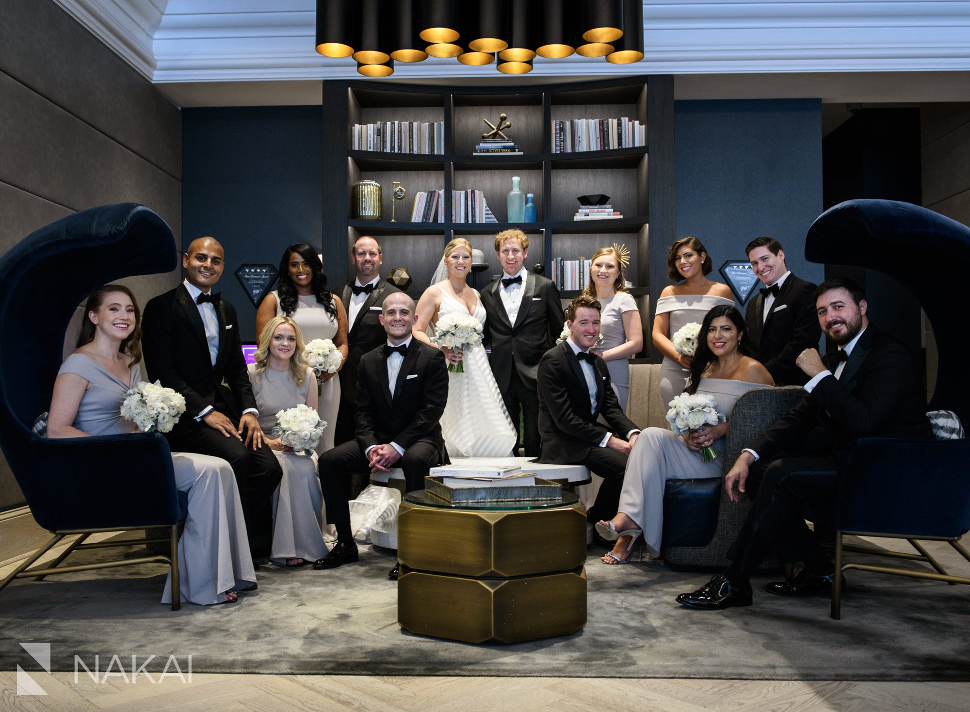 best londonhouse Chicago wedding photographers bridal party lobby