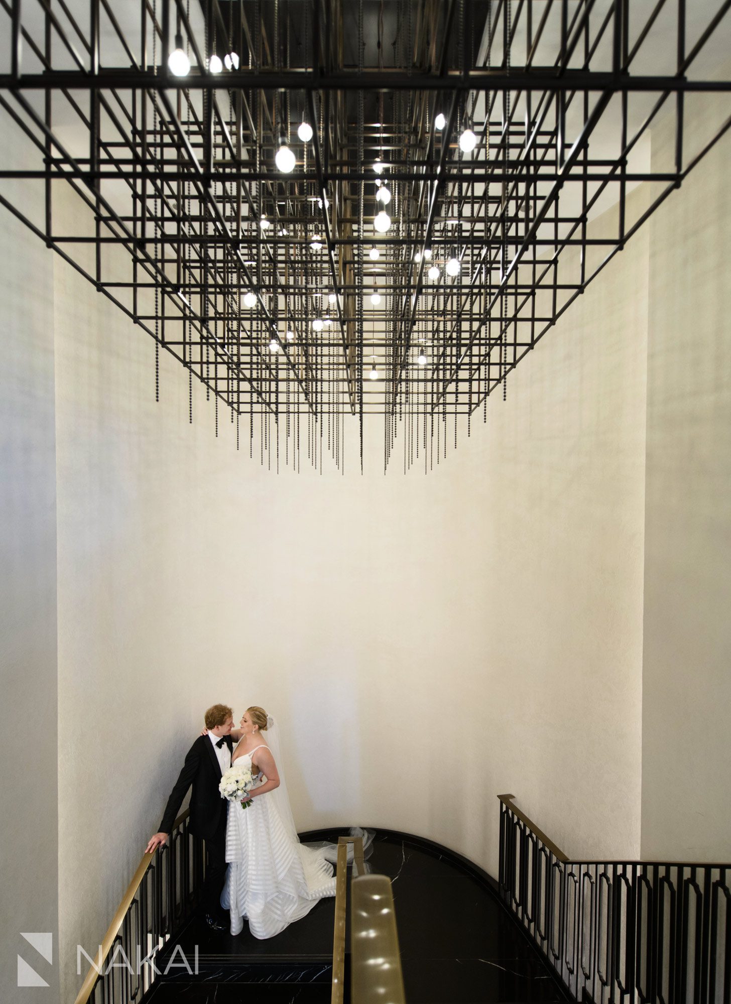 best londonhouse Chicago wedding photographers staircase bride groom