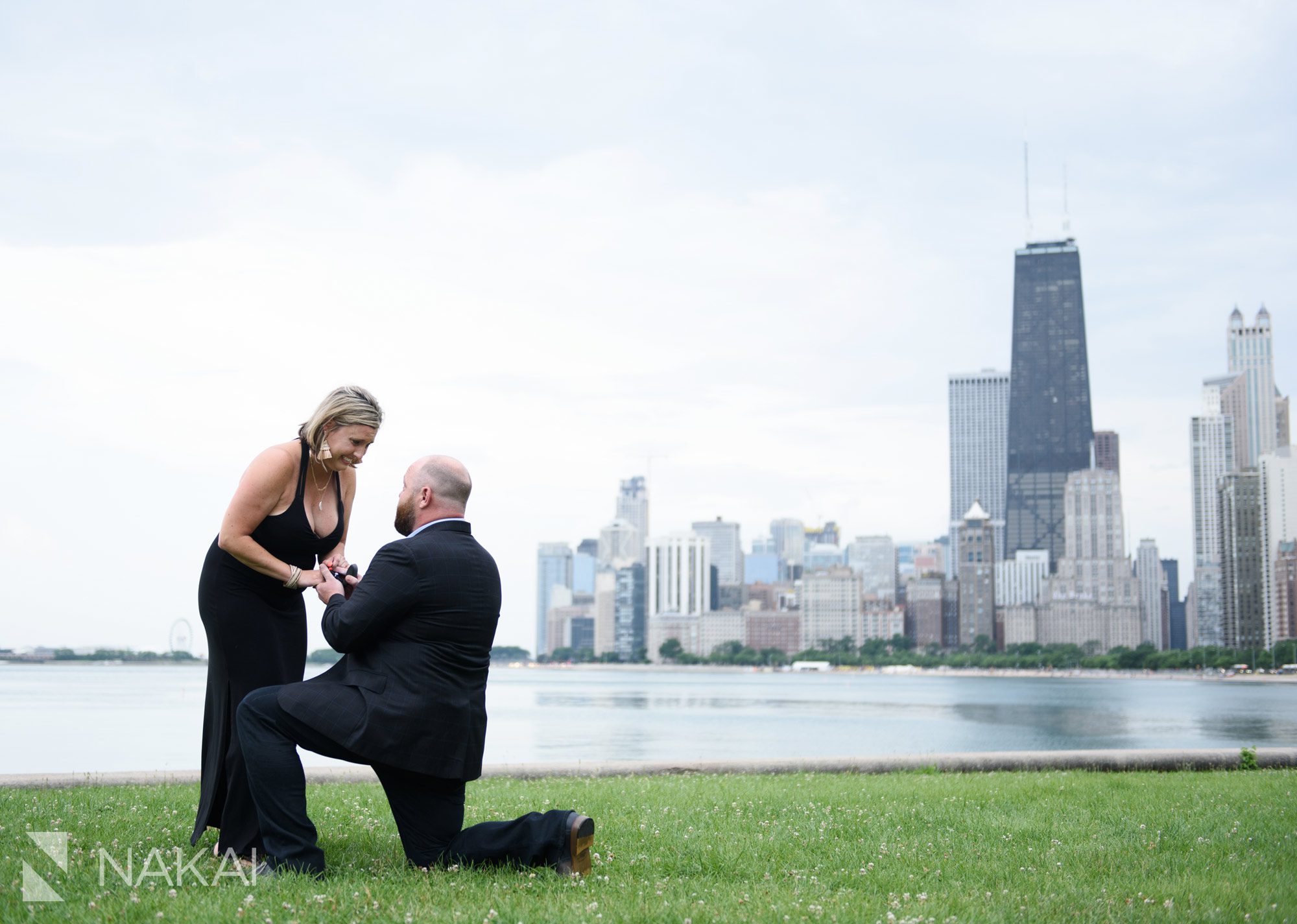 Chicago proposal photographer engagement photos north ave beach