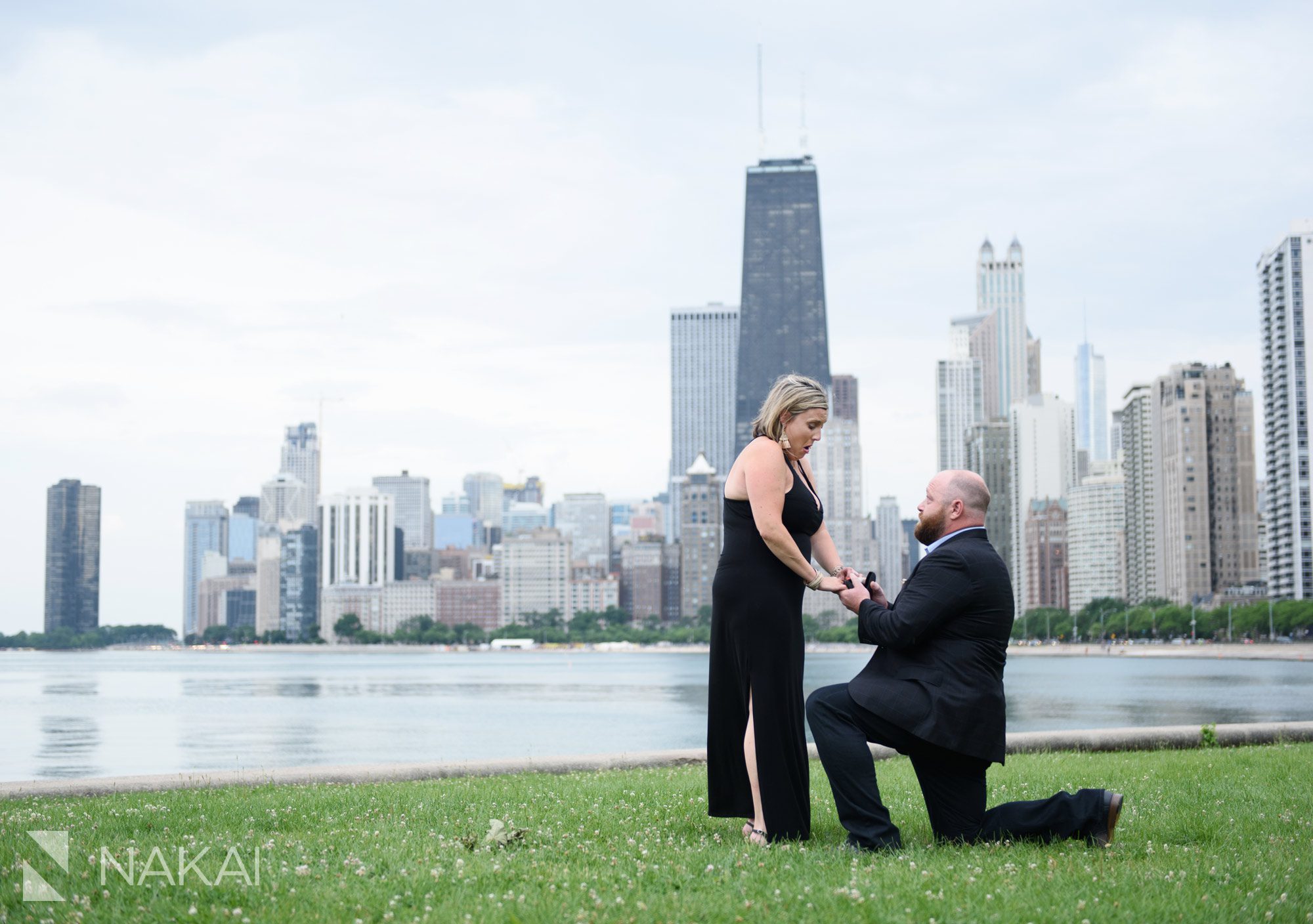 Chicago proposal photos engagement photographer north ave beach