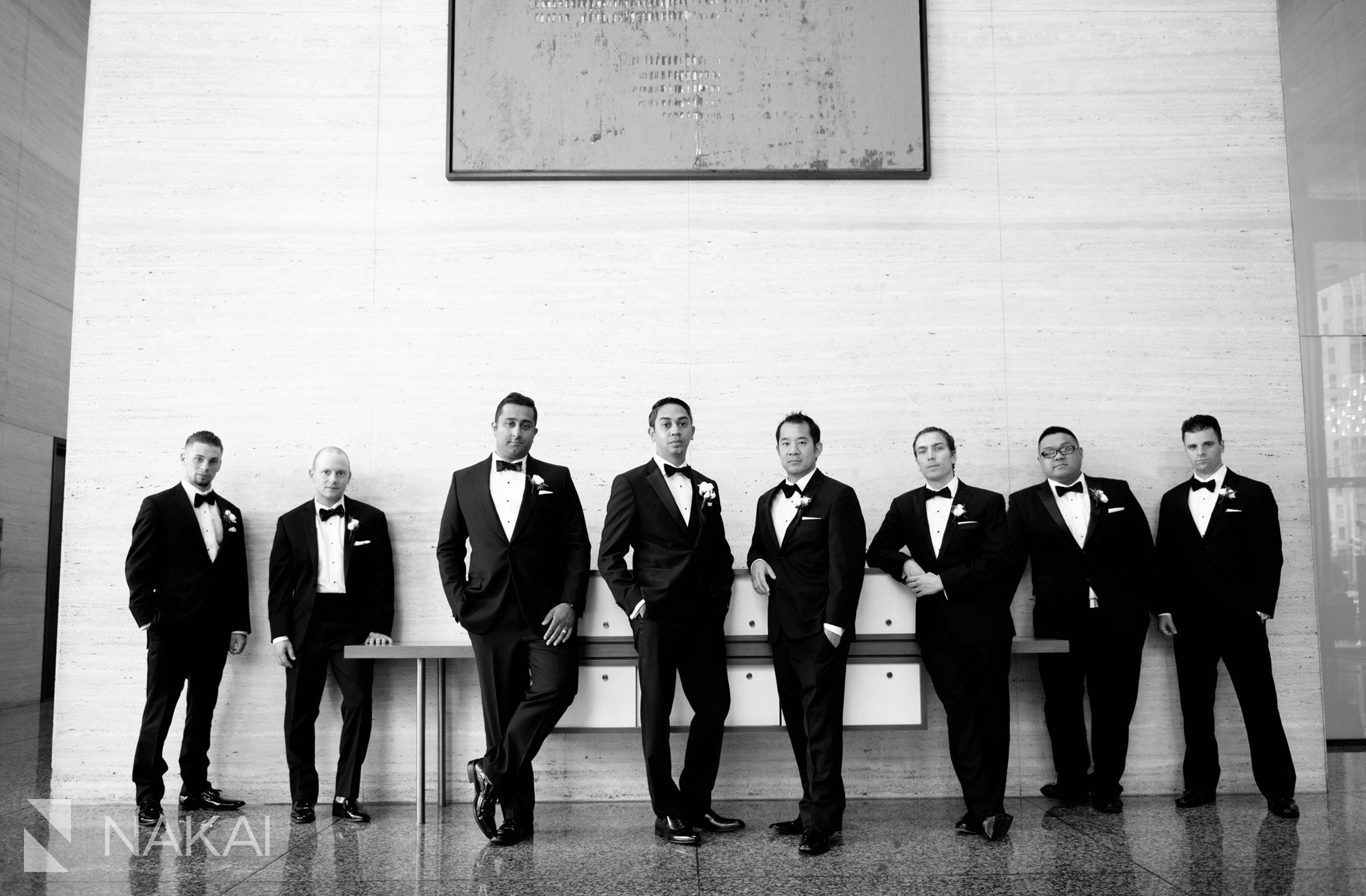 langham Chicago wedding photos groomsmen