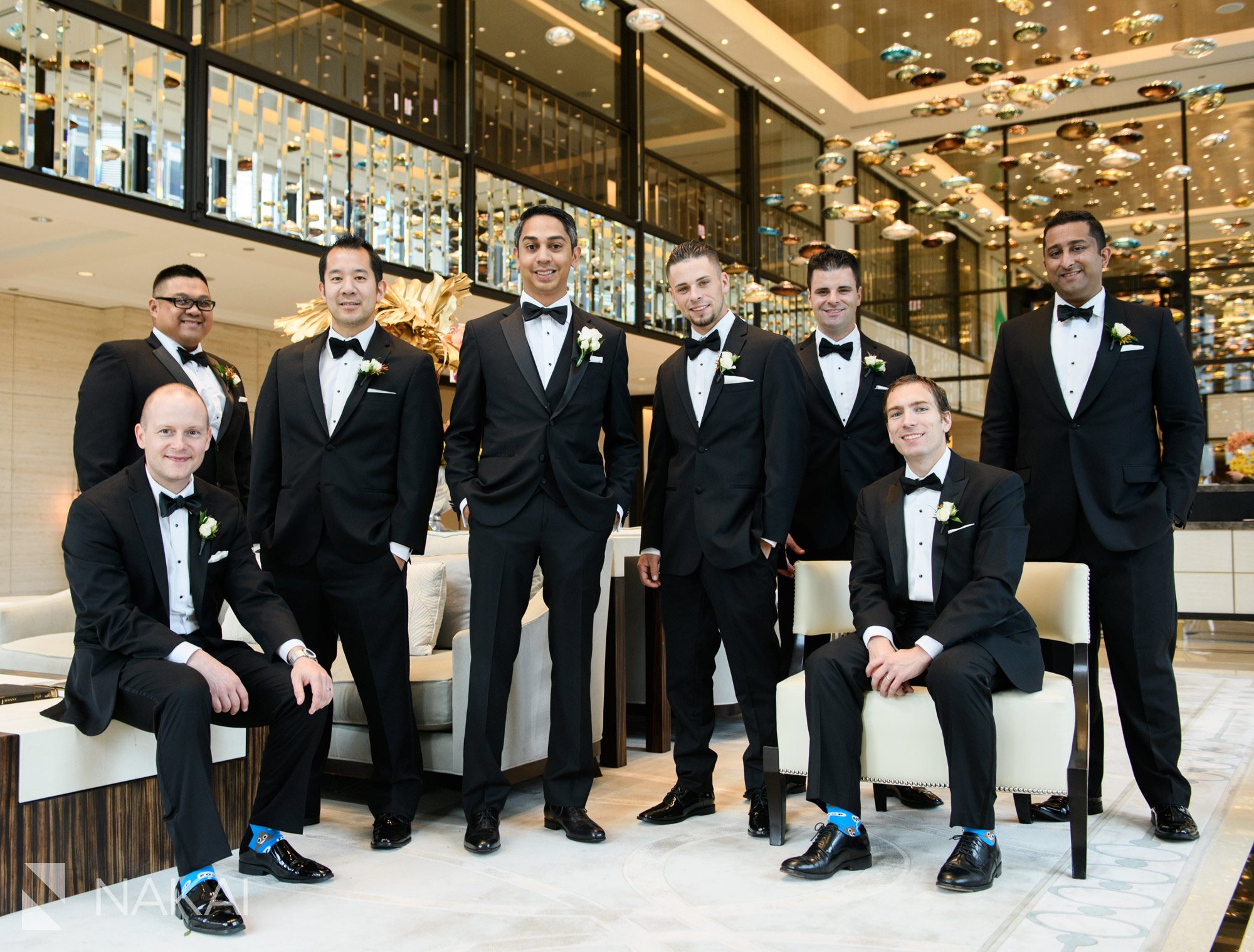 langham Chicago wedding photos luxury groomsmen