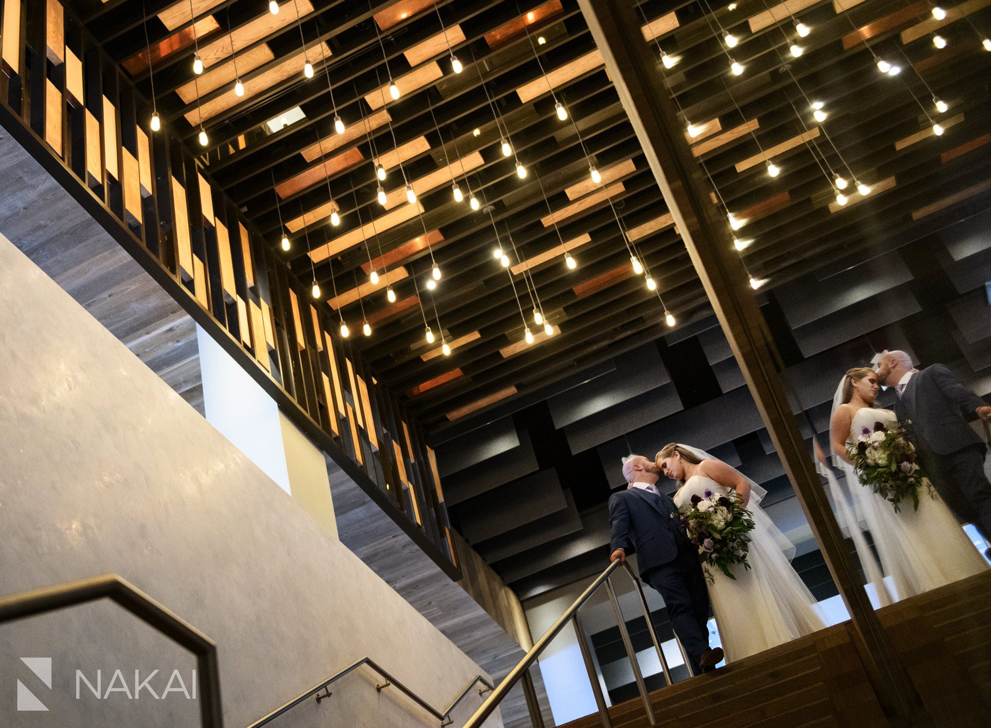 hotel at midtown Chicago wedding photos bride groom 