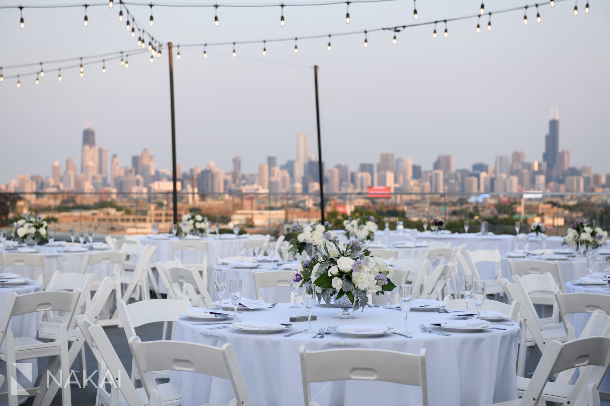 the hotel at midtown Chicago wedding photos rooftop reception