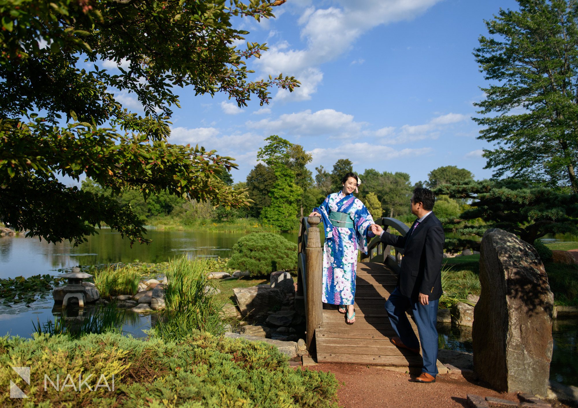 chicago Osaka garden engagement photos Japanese kimono