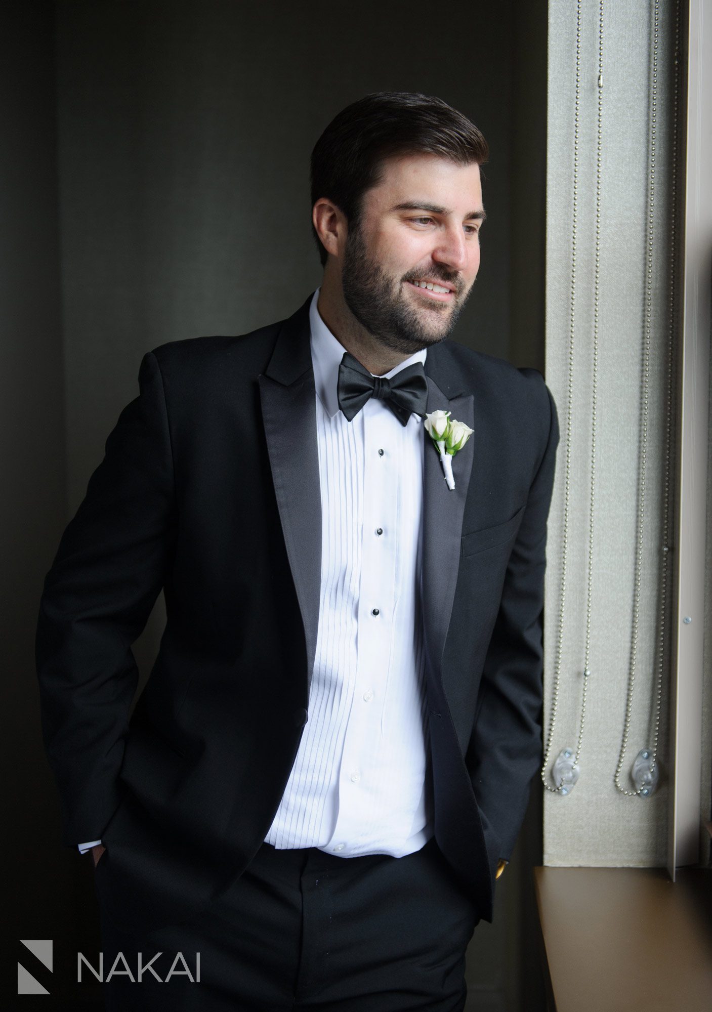 hilton Chicago wedding photography groom getting ready