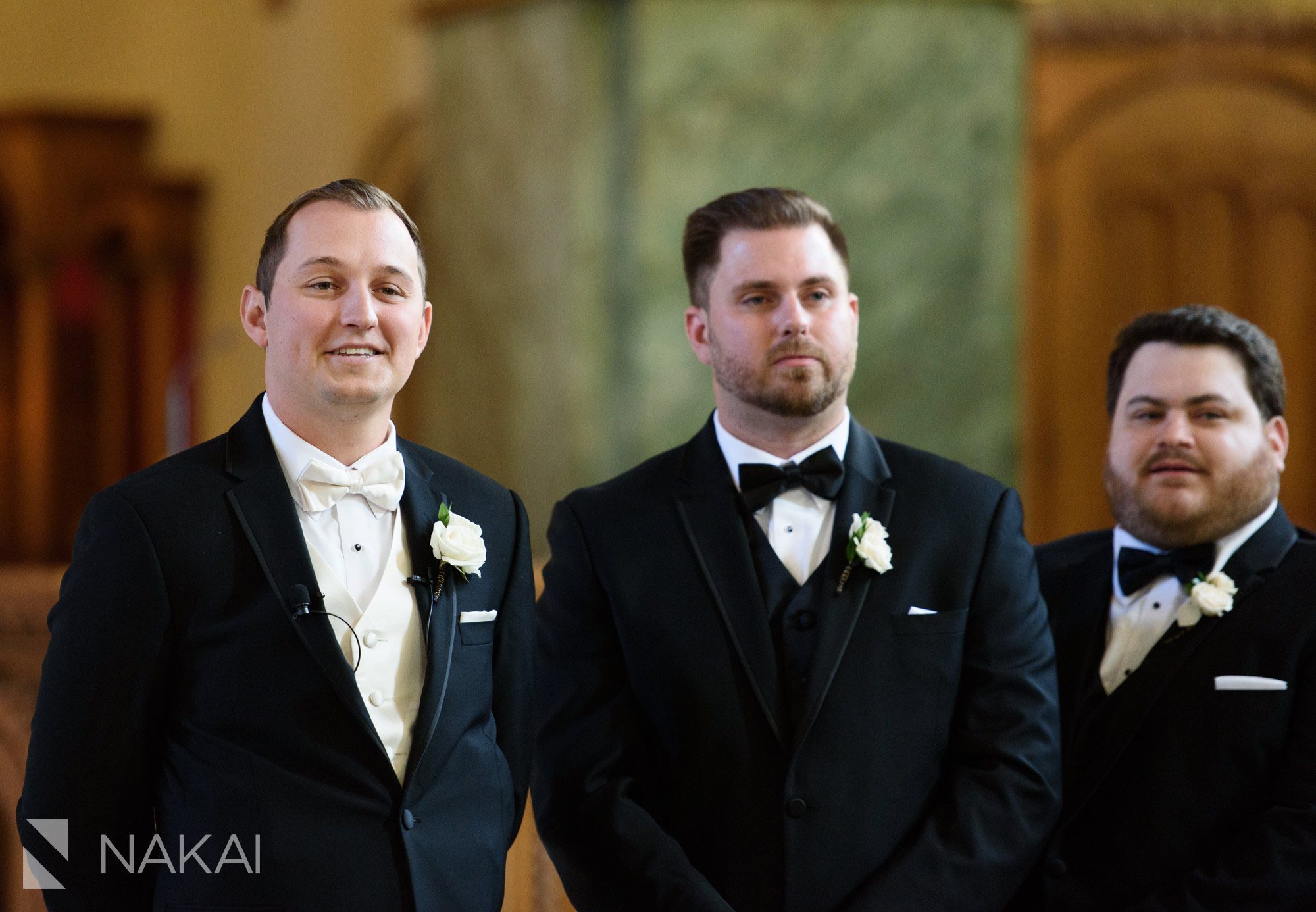 Chicago catholic wedding photography groom