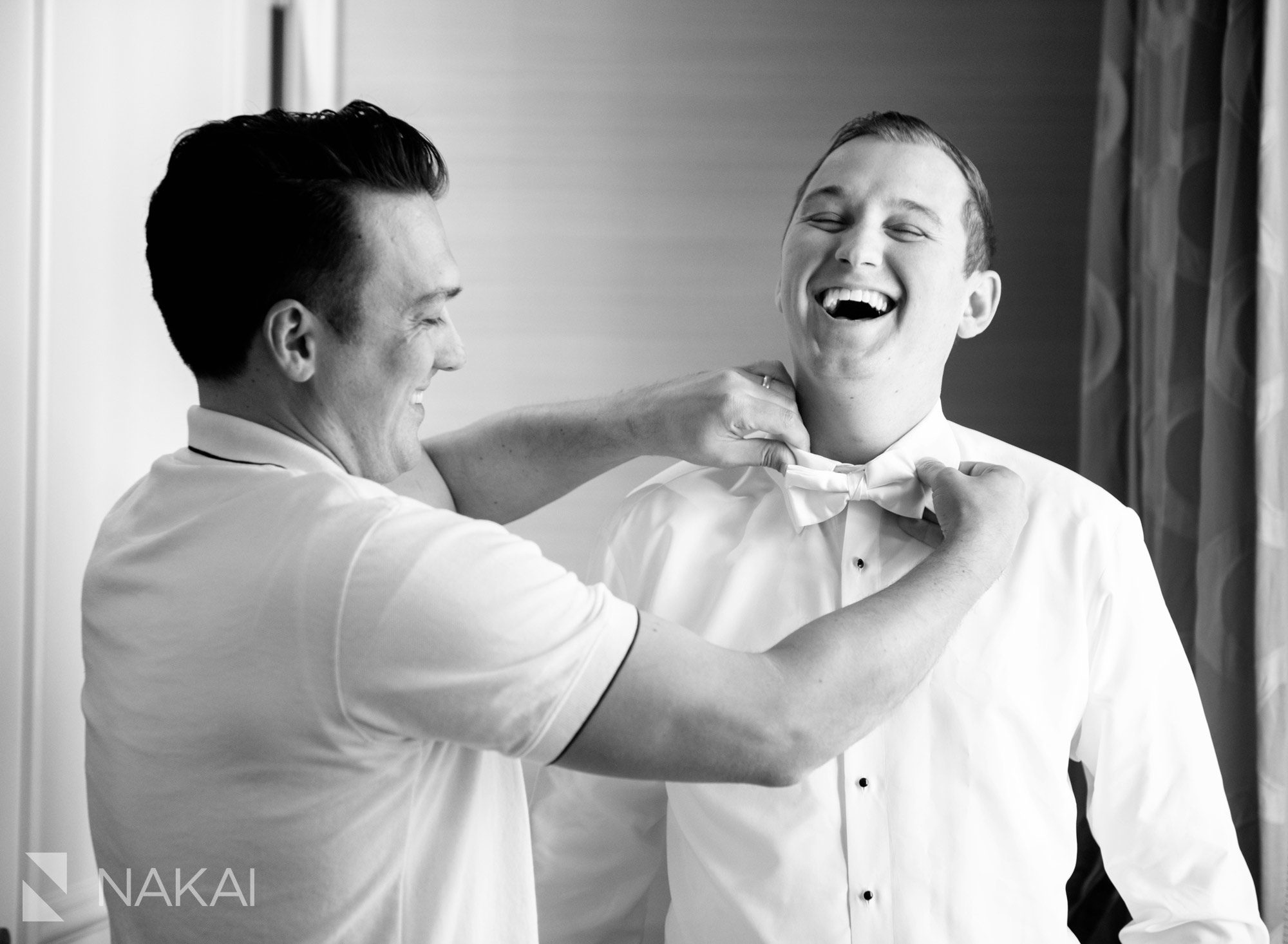 fairmont Chicago wedding pictures getting ready groom