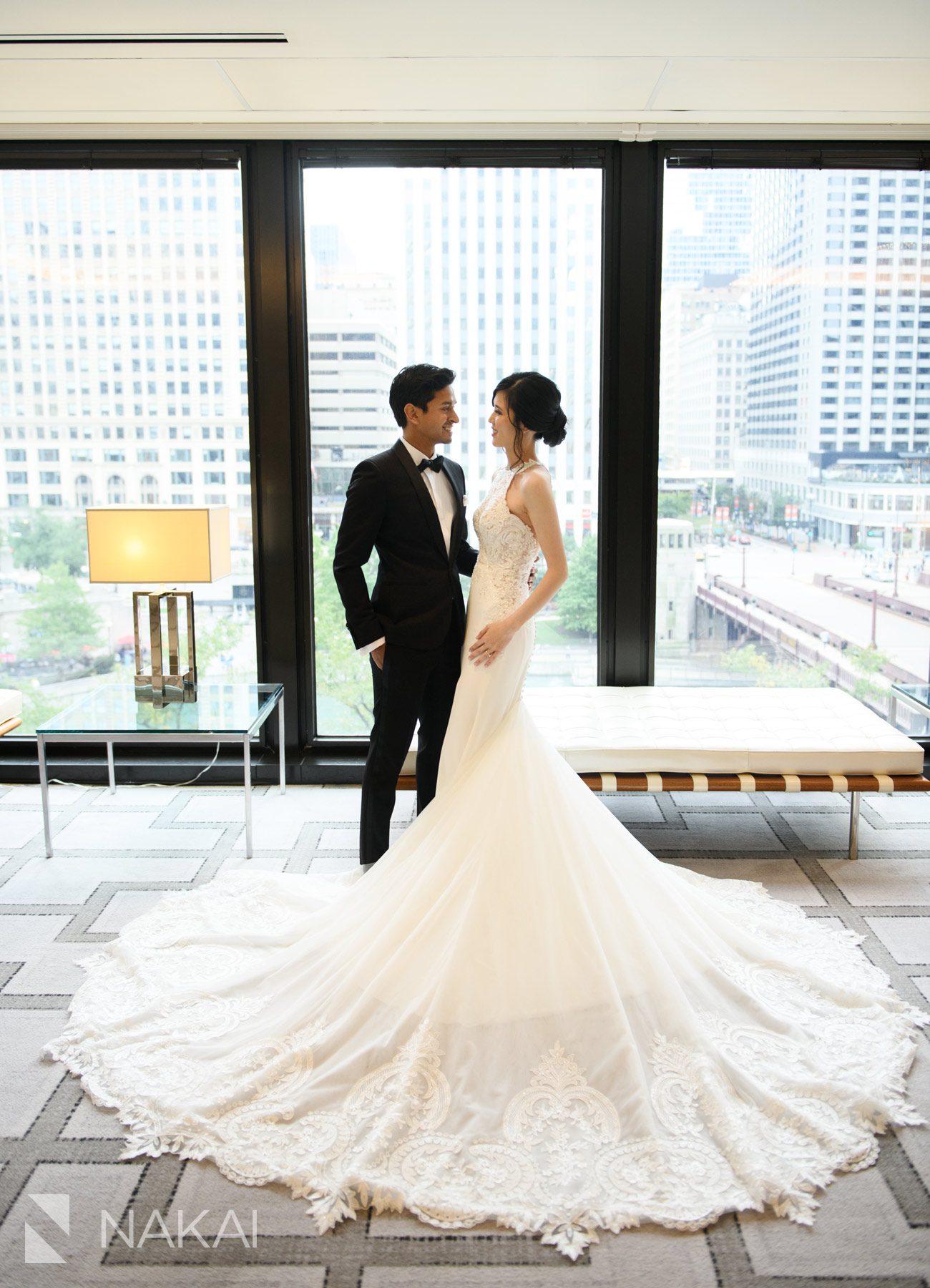 Langham Chicago luxury wedding images bride groom