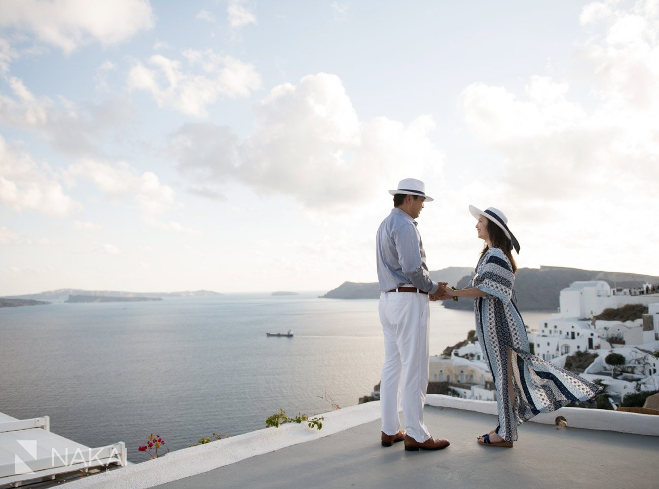 Santorini Greece wedding photographer engagement Japanese couple