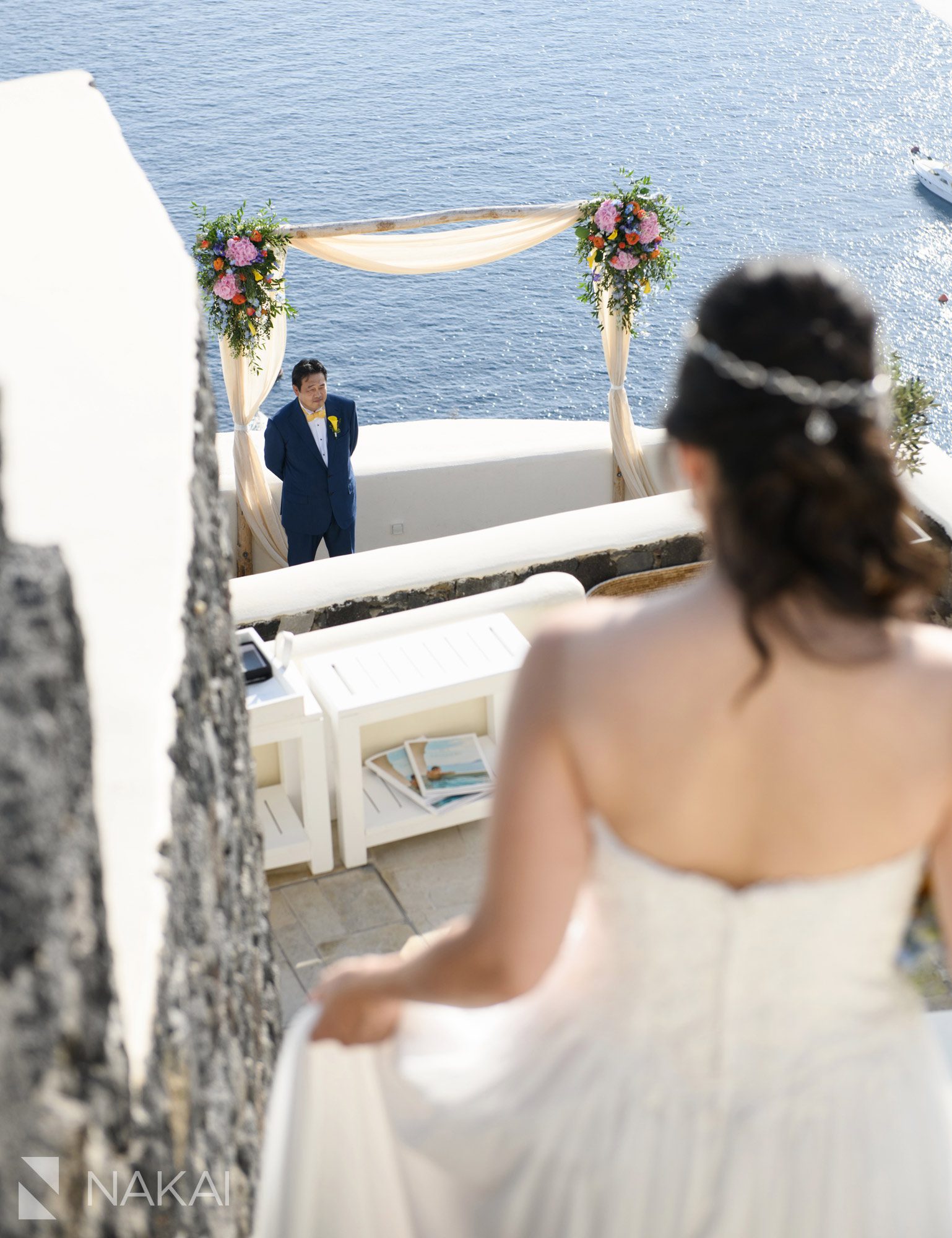 destination wedding photos in Oia Santorini Greece wedding pictures bride groom