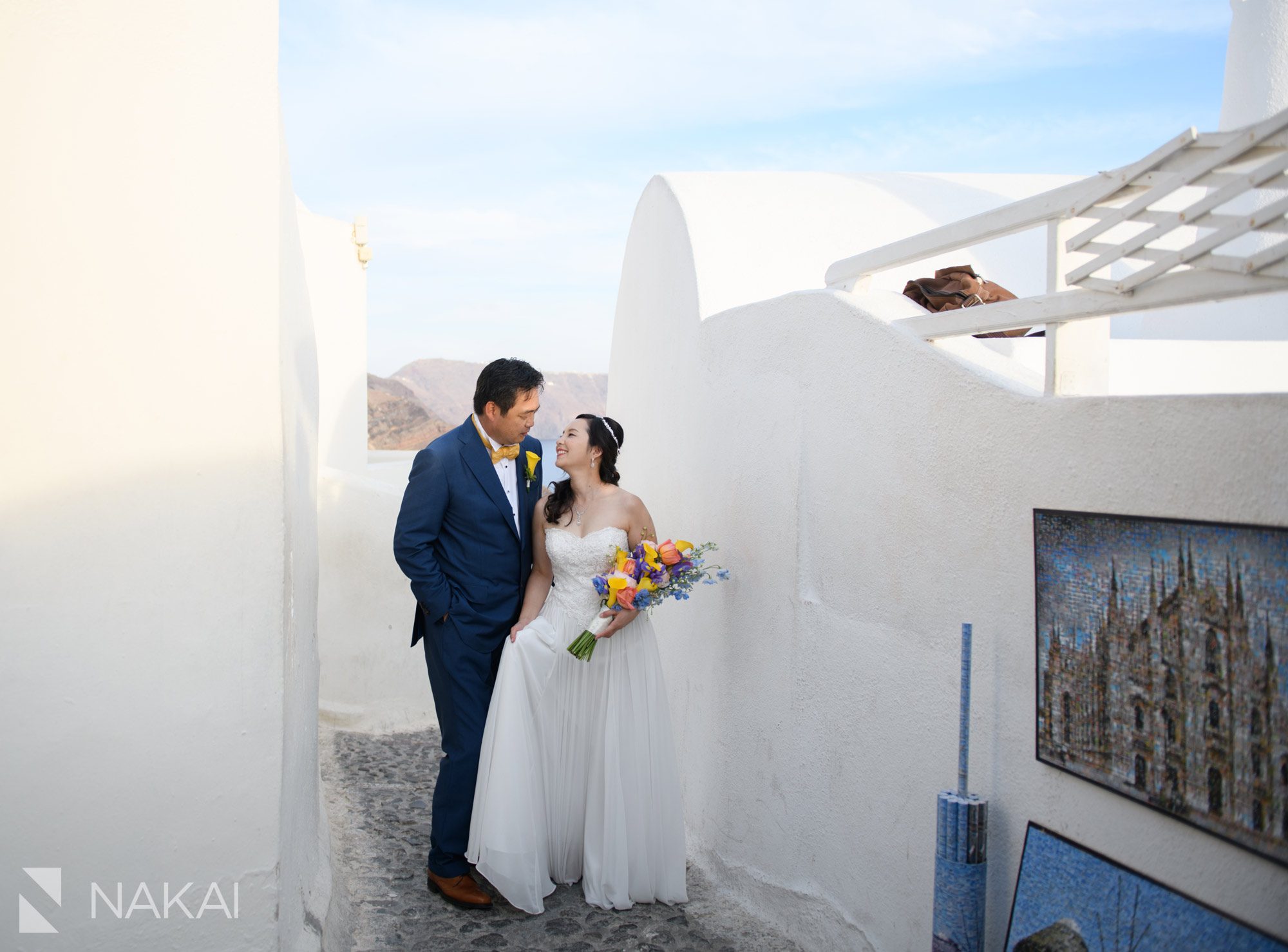 Santorini destination wedding pictures oia Greece bride groom