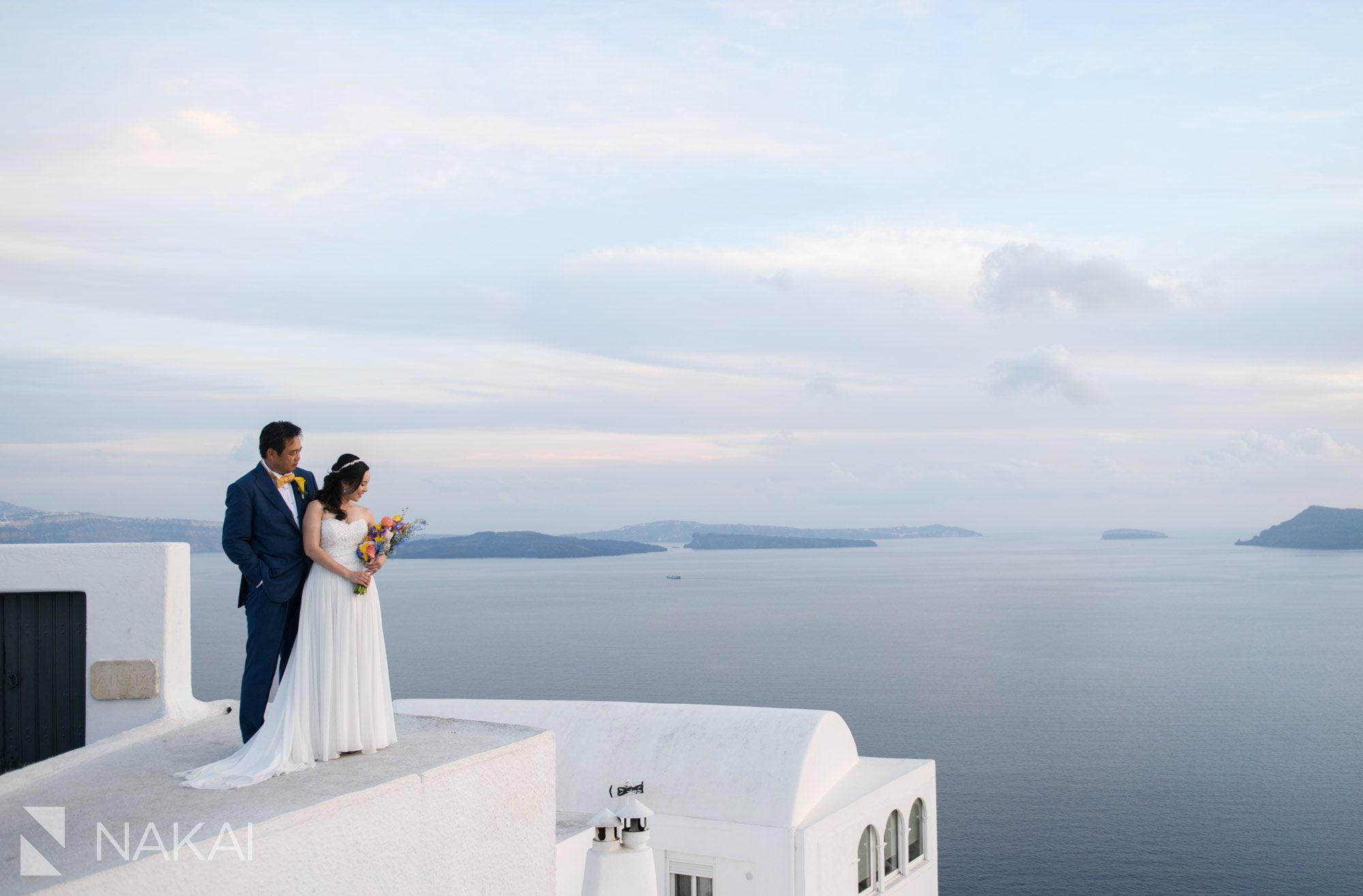 Santorini destination wedding pictures oia Greece bride groom