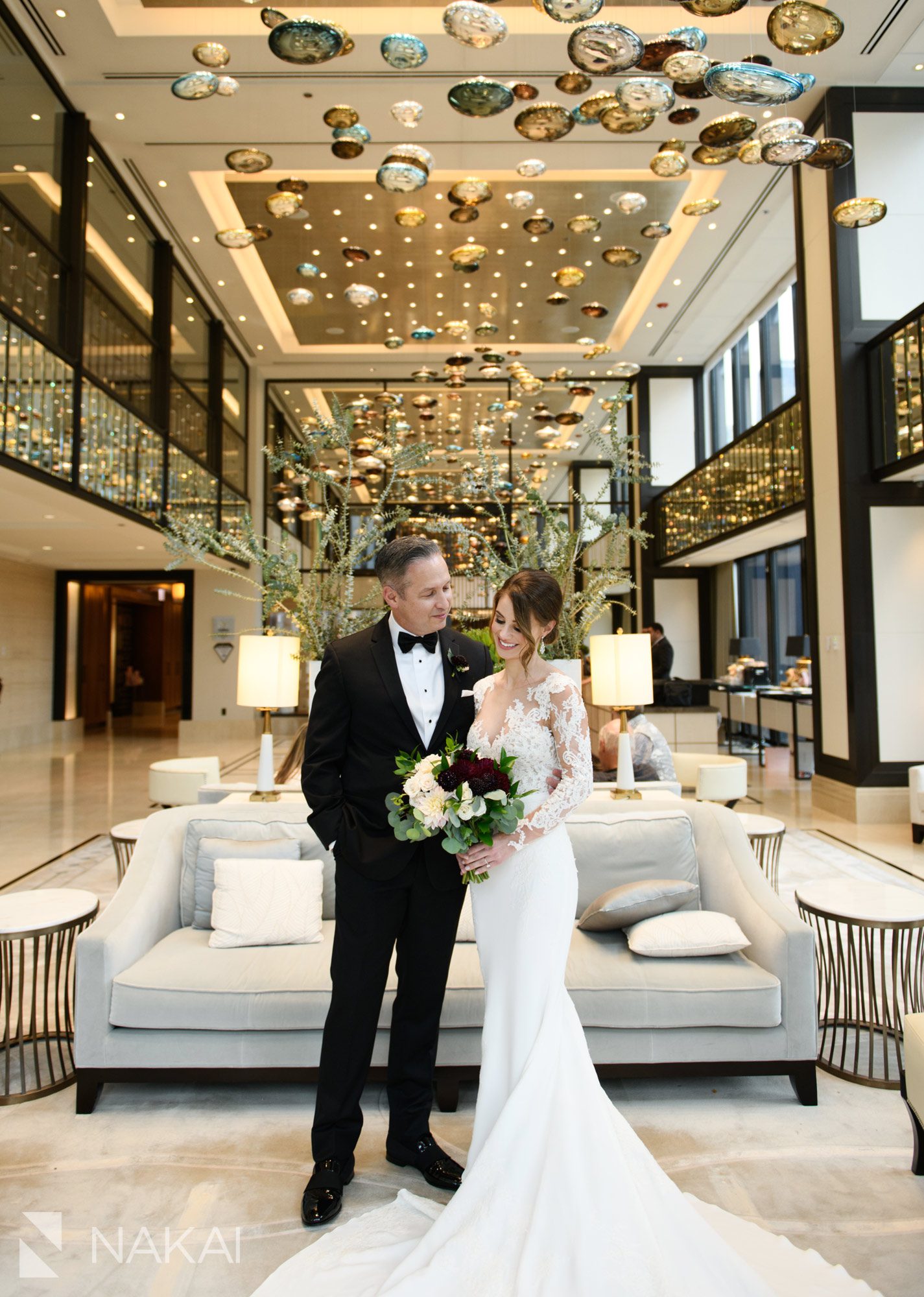 Langham Chicago wedding photographers lobby