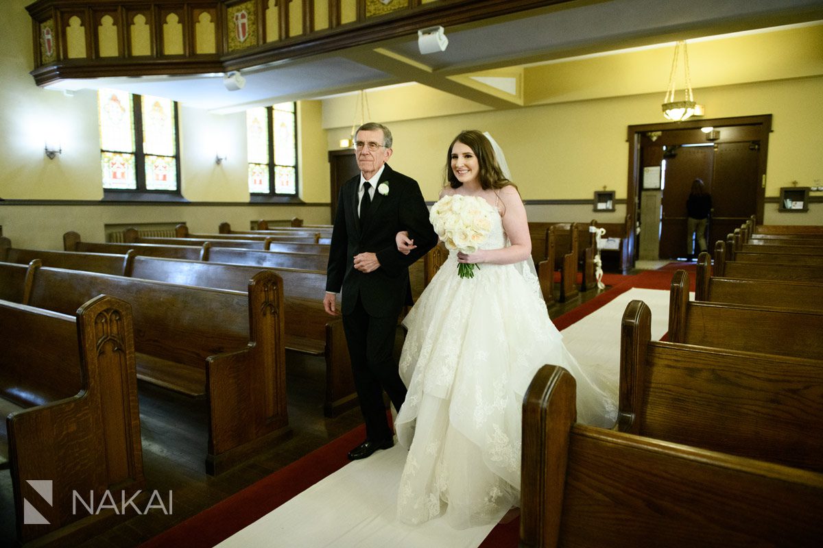 Chicago christian church wedding photo bride father