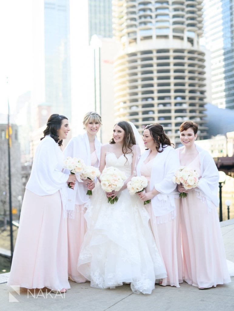 best Chicago riverwalk wedding pictures bridal party