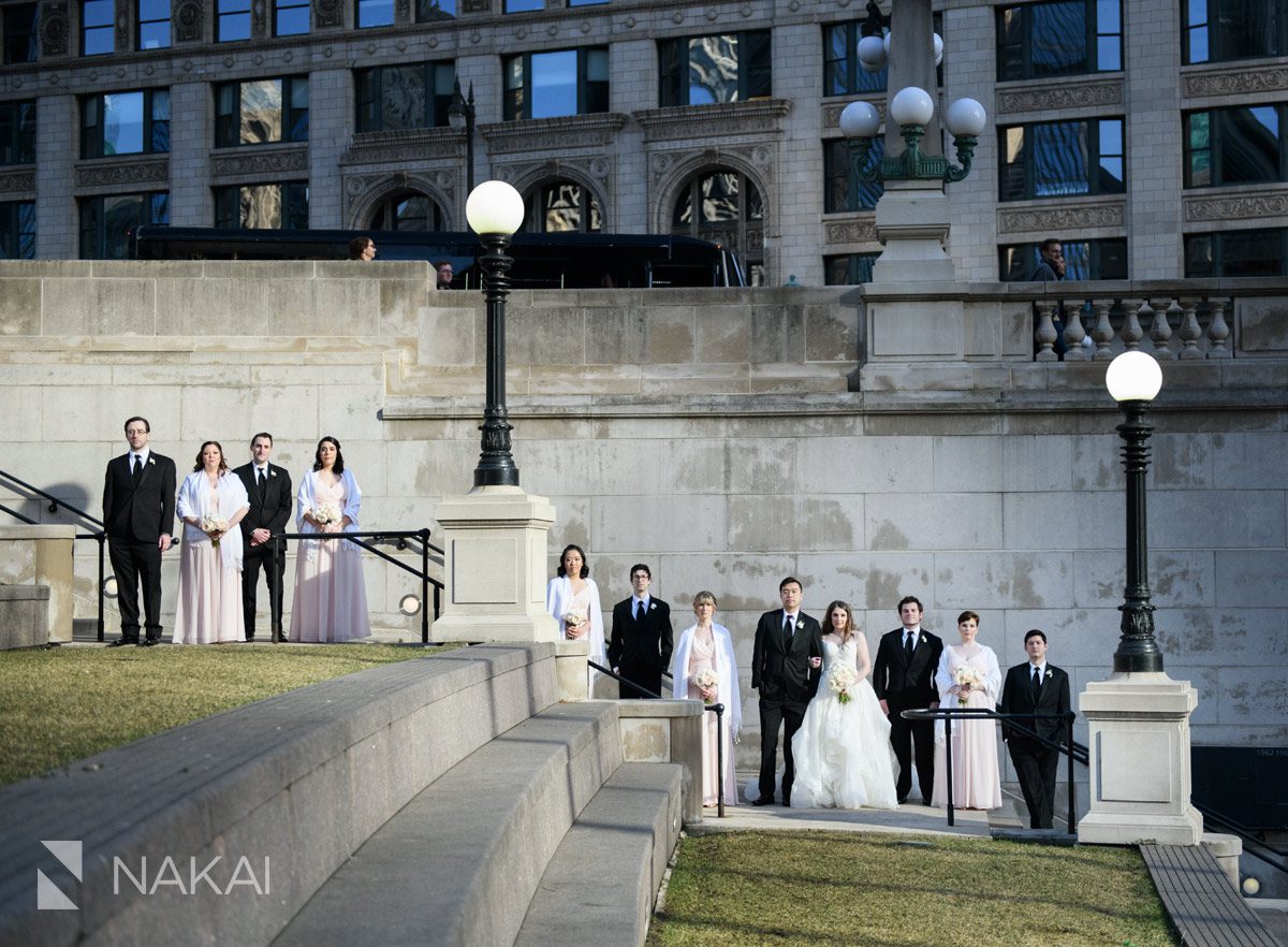 best Chicago riverwalk wedding pictures bridal party