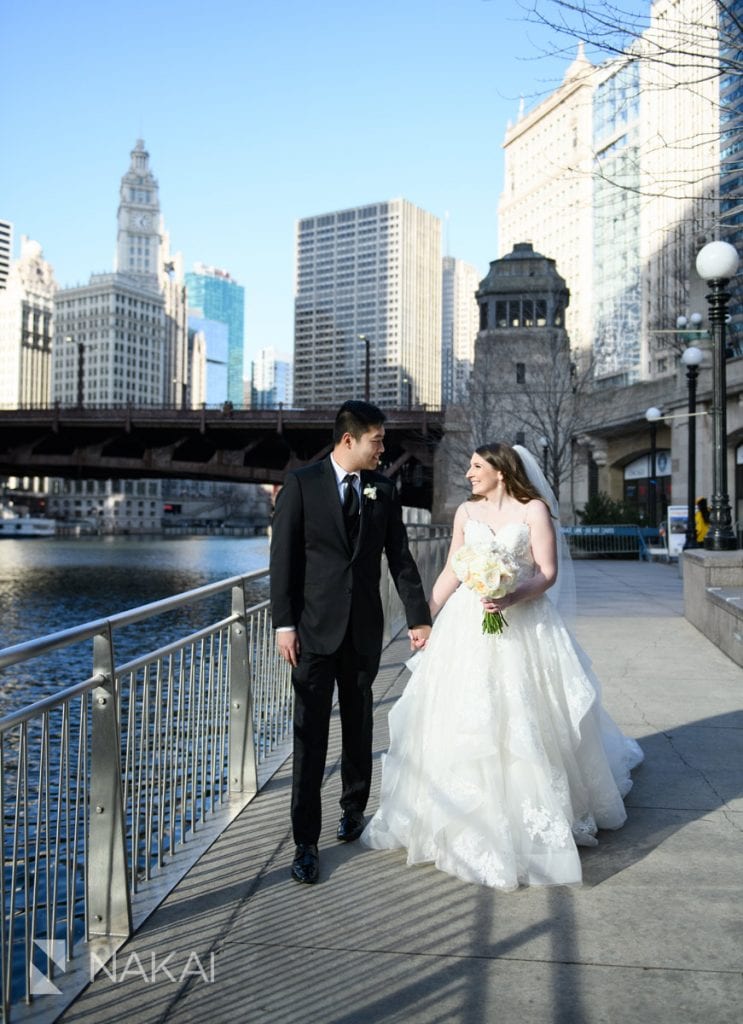 best Chicago riverwalk wedding photos bride groom