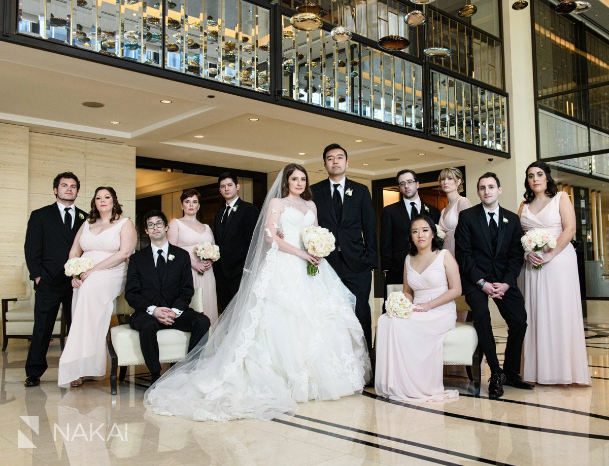 langham Chicago luxury wedding photos bridal party
