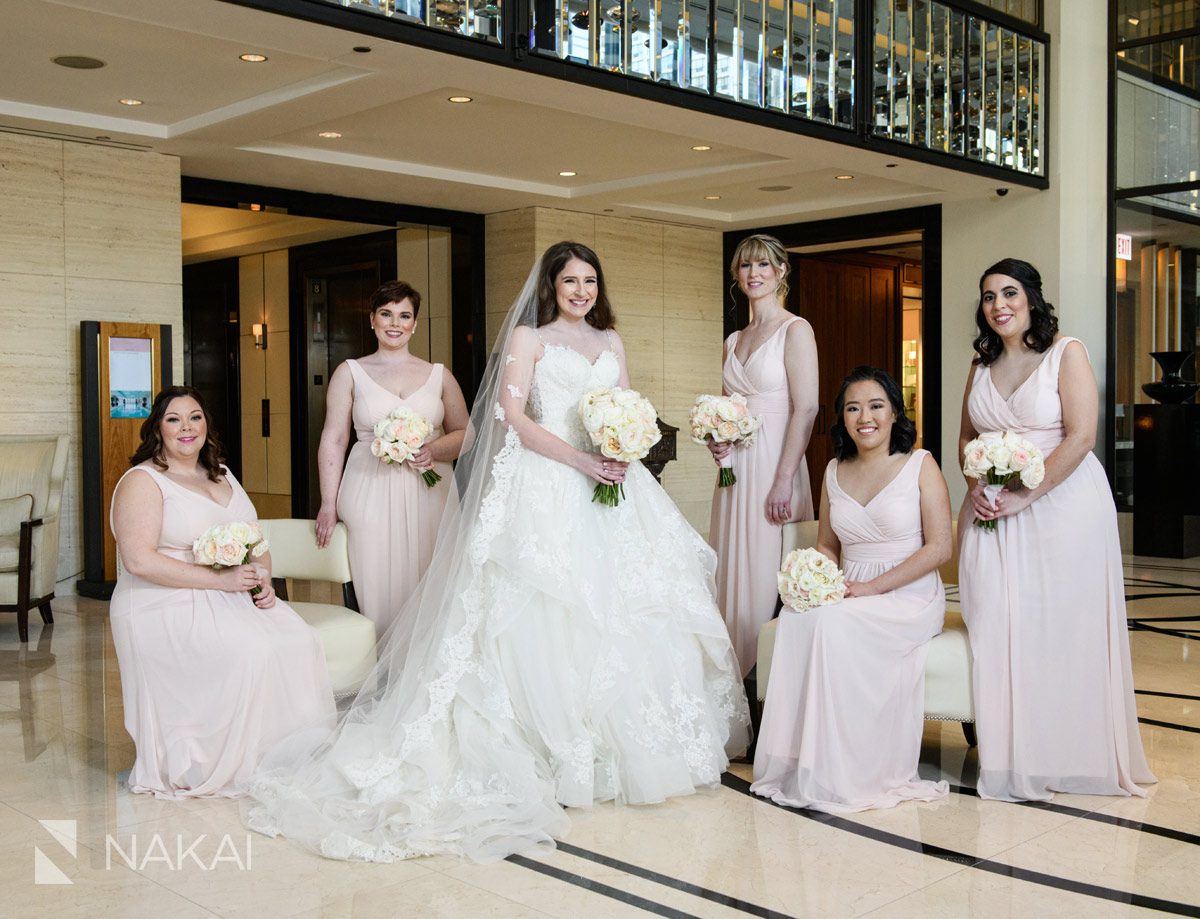 langham Chicago luxury wedding pictures bridal party