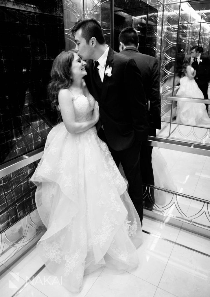 langham Chicago best wedding photos reception elevator