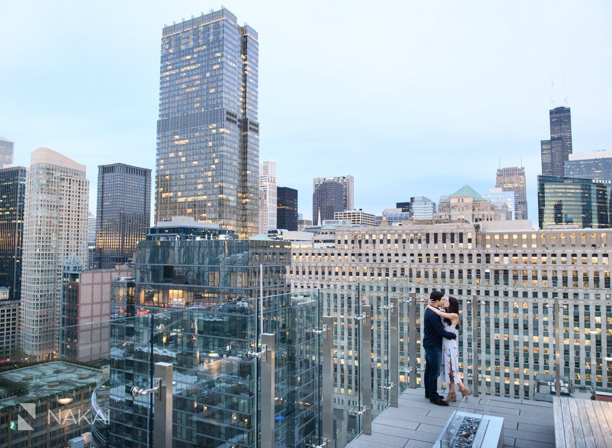 rooftop Chicago engagement photographer picture