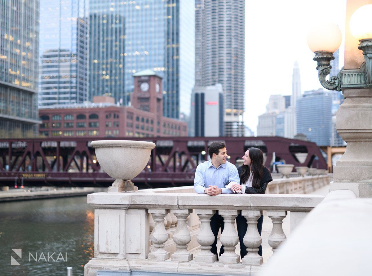 chicago engagement photo river walk bridges
