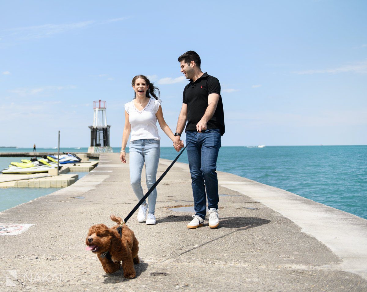 north avenue engagement picture with dog