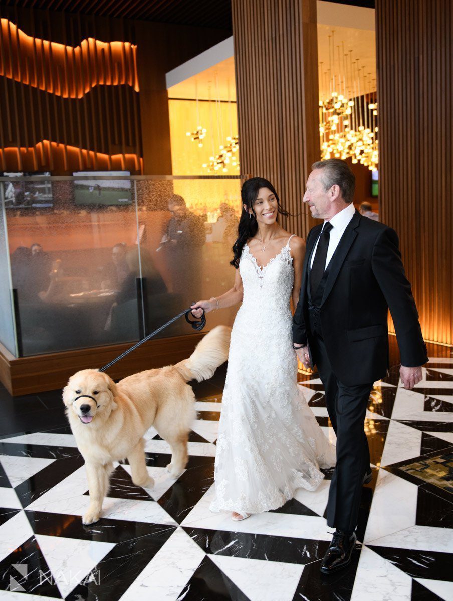 Chicago ritz Carlton wedding picture bride groom doggy