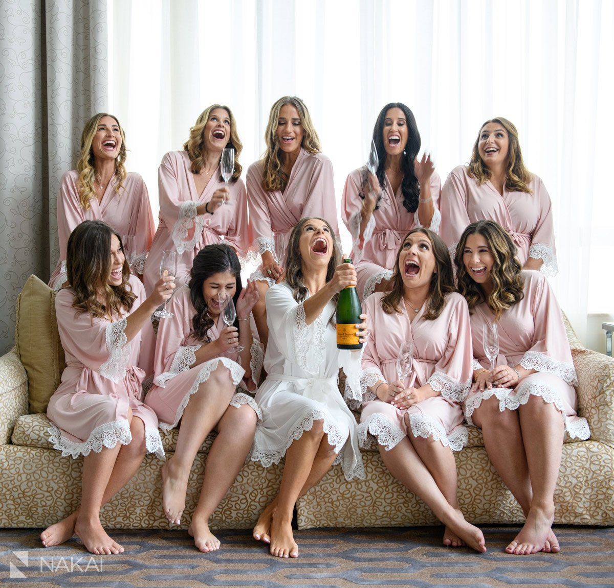 best luxury wedding chicago bridesmaids champagne picture