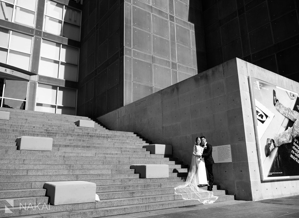luxury chicago wedding photo bride groom mca staircase