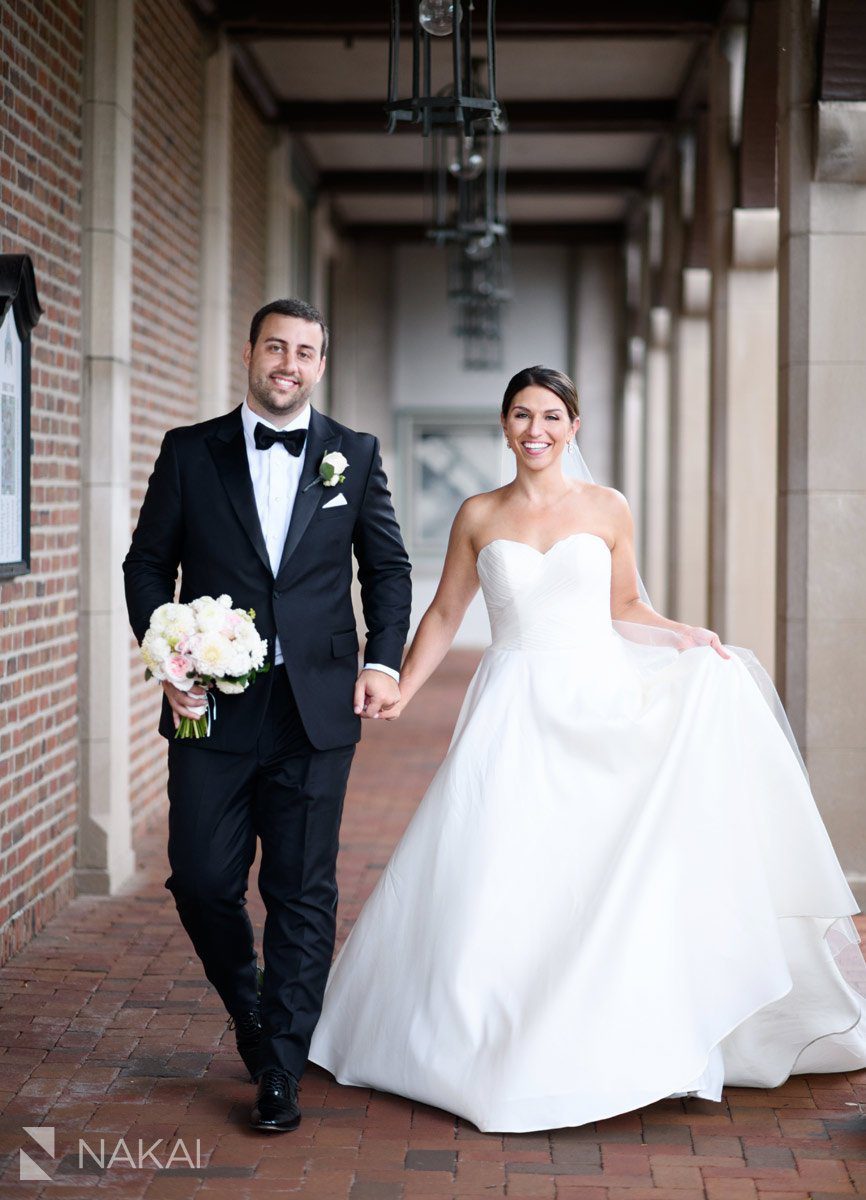 lake forest il wedding photographer downtown bride groom walking