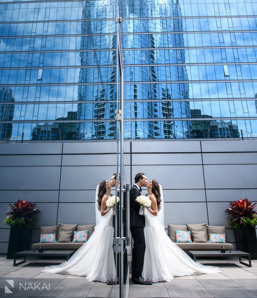 chicago loews hotel rooftop wedding photographer bride groom