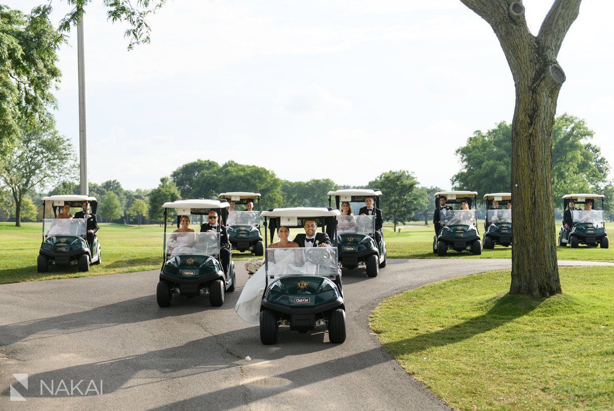 the knollwood club lake forest wedding picture golf car