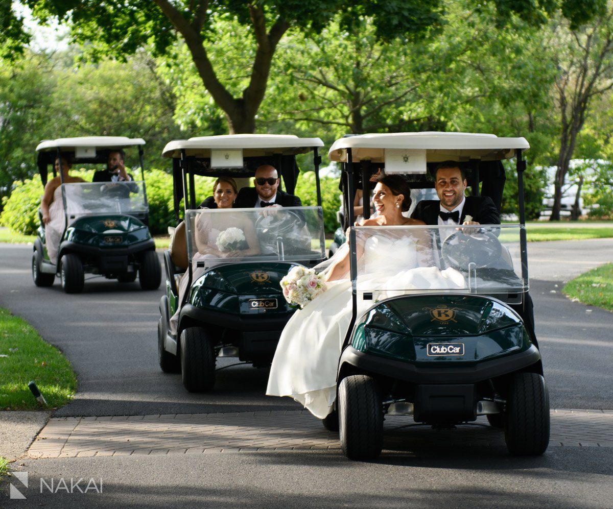 the knollwood club lake forest wedding photo golf car