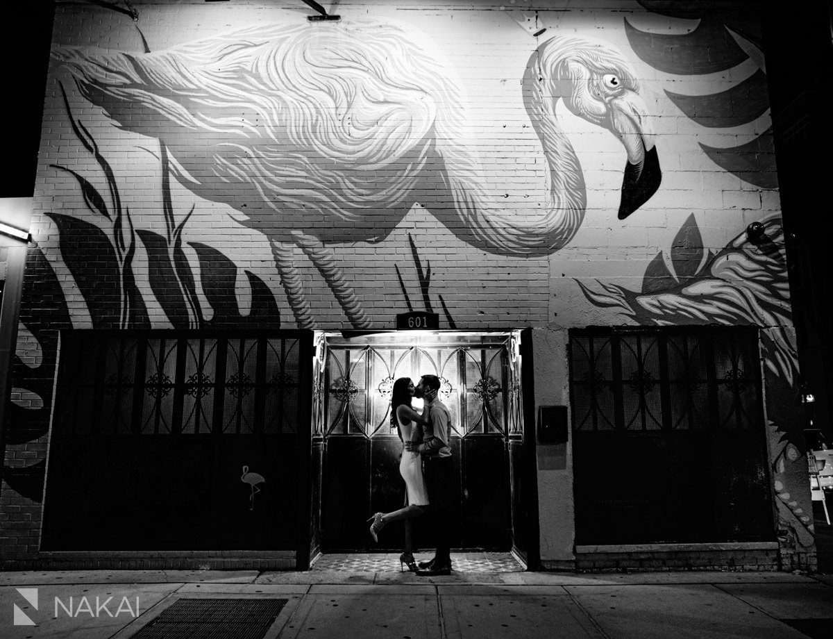 best night time chicago engagement photo 
