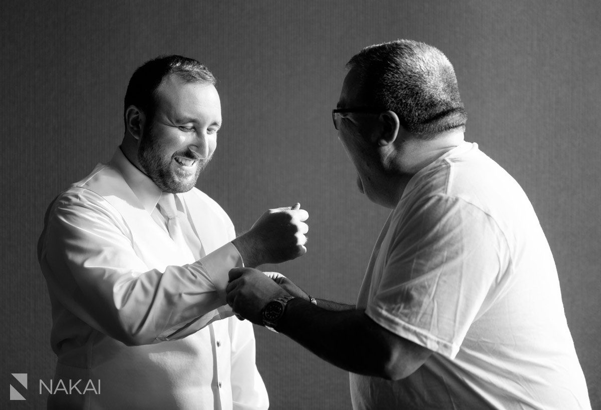 chicago Radisson blu wedding picture groom getting ready