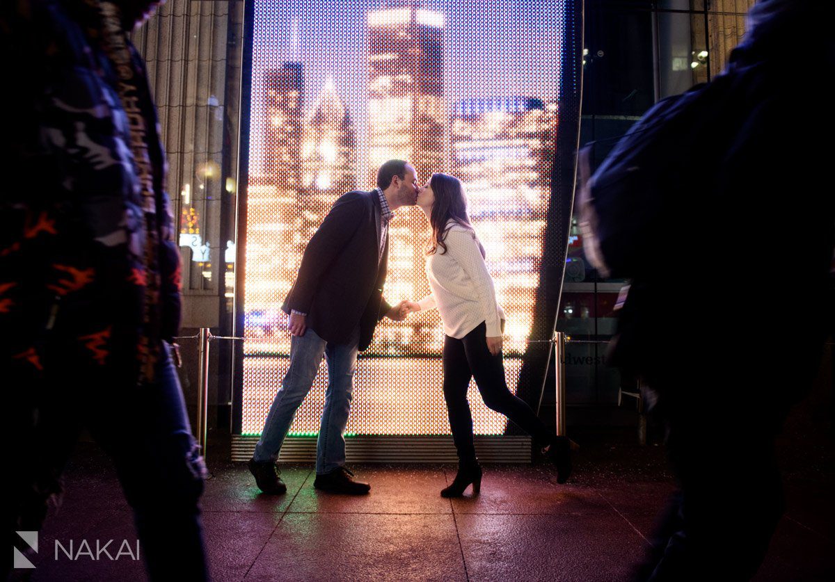 chicago proposal photographer engagement night