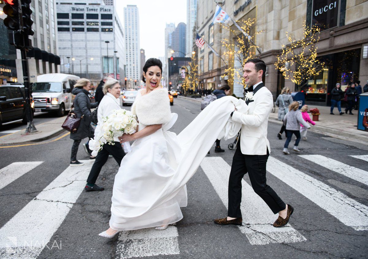 winter chicago wedding photos luxury bride groom