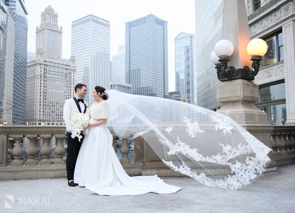 winter chicago wedding photographer luxury bride groom