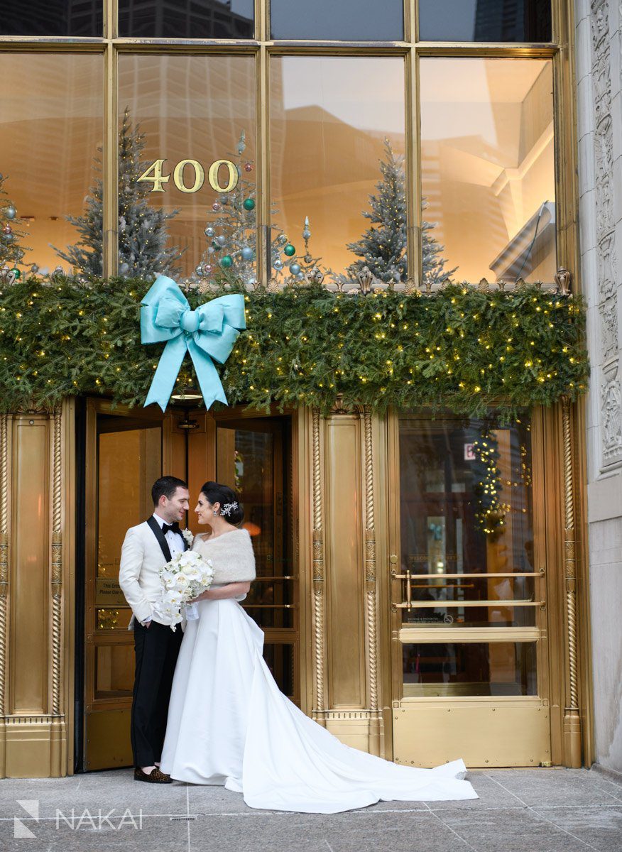 Christmas chicago wedding pictures luxury bride groom
