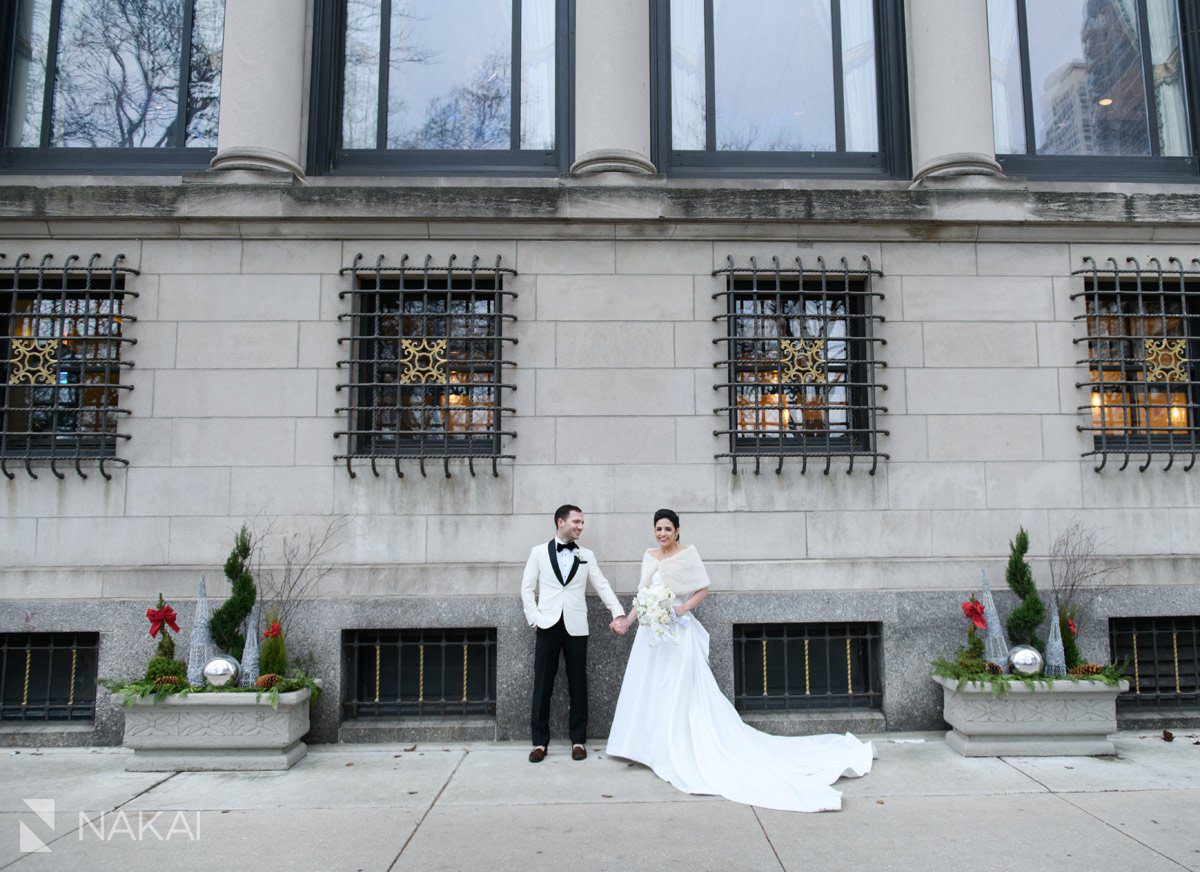 winter drake hotel chicago wedding photos bride groom Christmas 