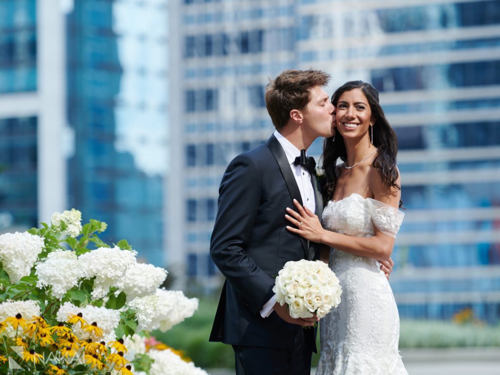 covid wedding photographer chicago Radisson blu outdoor rooftop
