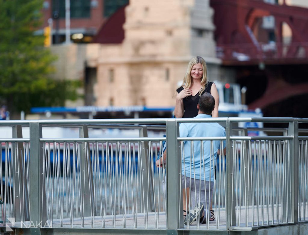 chicago proposal photographer riverwalk